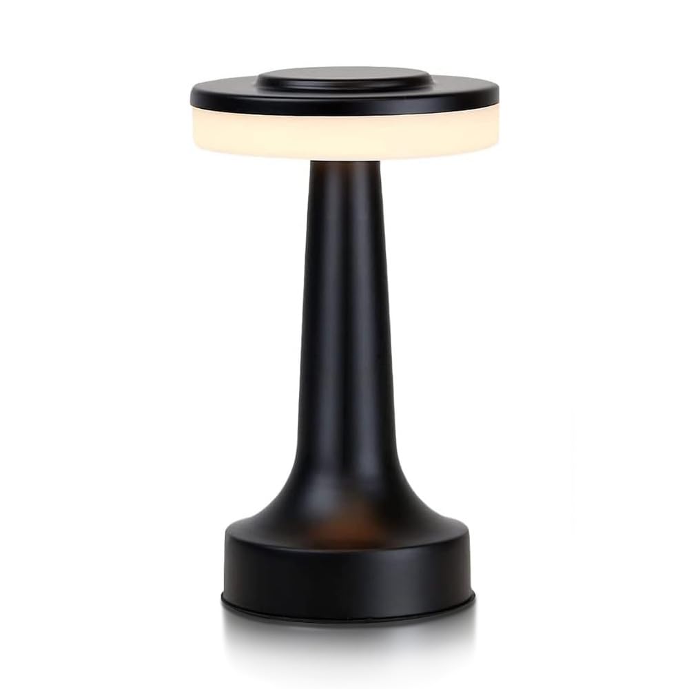 Cordless Metal Desk Lamp, Touch Sensor Control LED Table Lamp,3 Color Stepless Dimmable Battery Powered Lamp for Living Room, Dorm, Home Office (Gold)