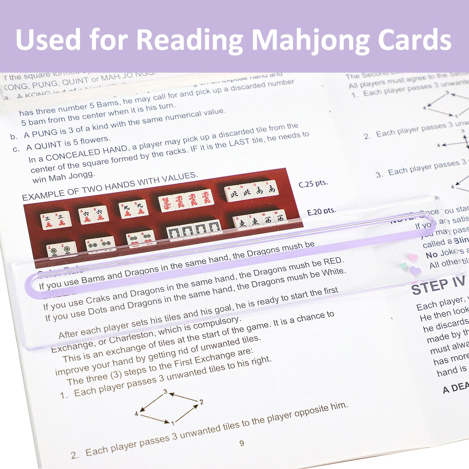 4 PCS Card Readers for Mahjong (Purple), Acrylic, Card Line Finders & Rules Helpers for American Mahjong, Mahjong Accessories